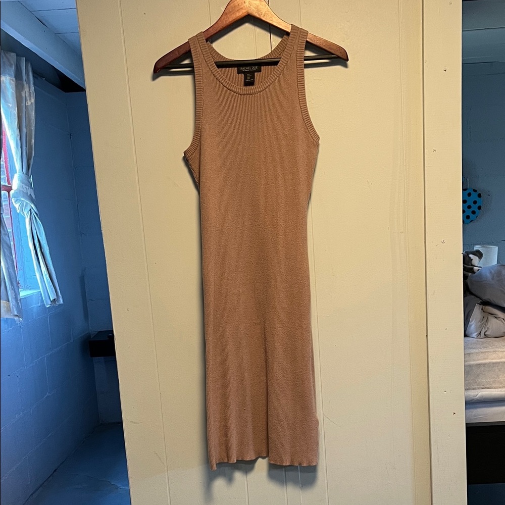 Rachel Zoe Tan Sleeveless Midi Dress Large
